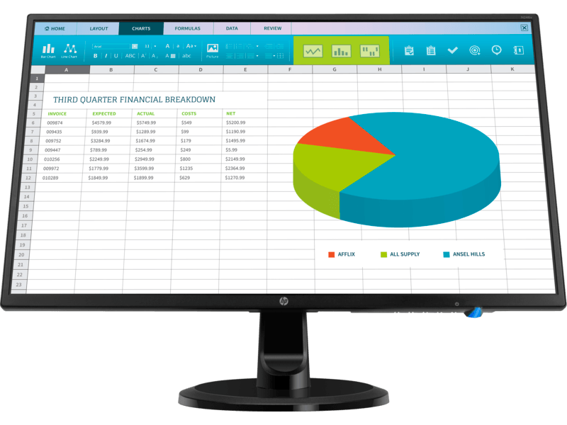 MONITOR LED 24" HP DVI/VGA/HDMI