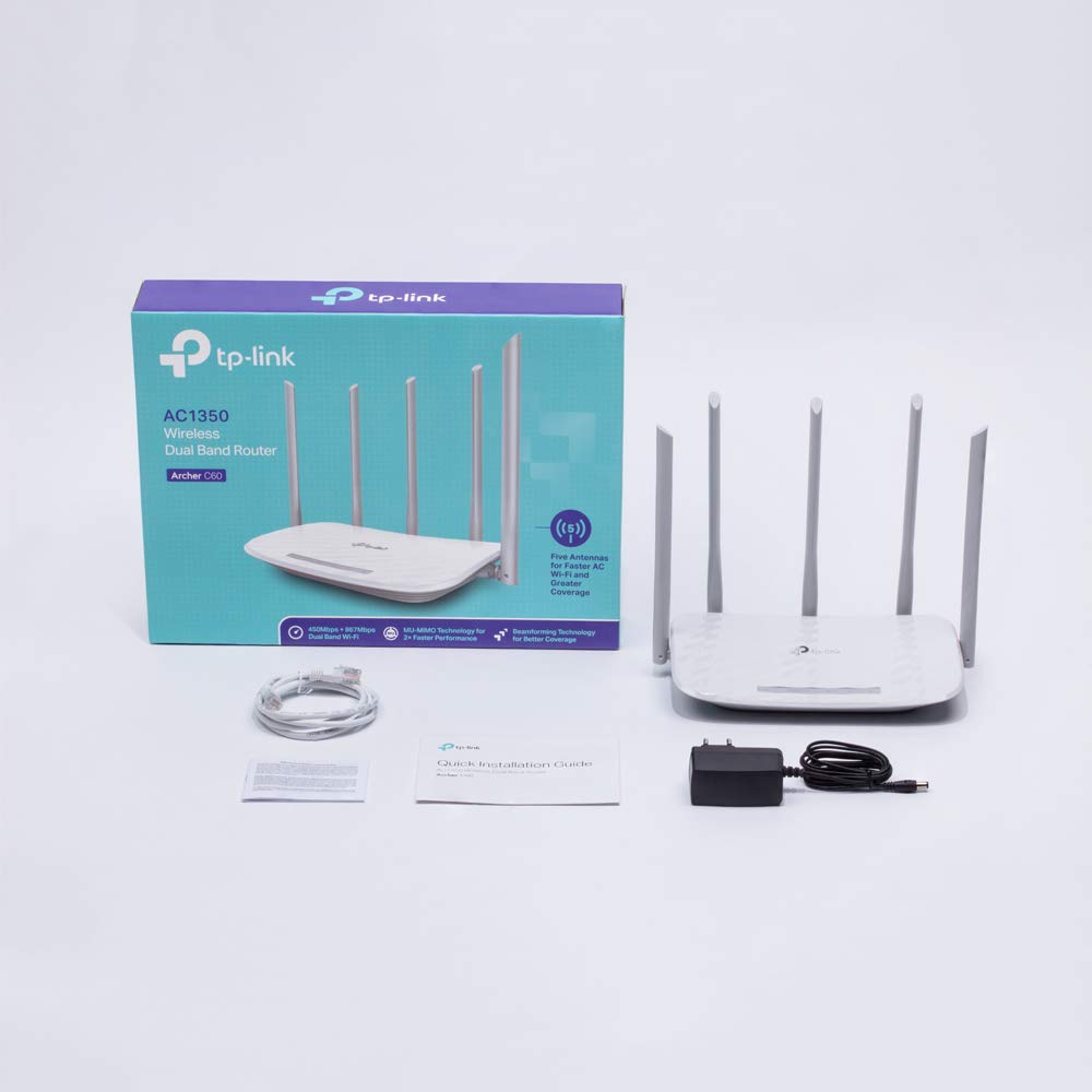 TP-LINK AC1350 WIRELESS DUAL BAND ROUTER ARCHER C60-تي بي لنك راوتر مزرع شبكة مزدوج ارشر سي 60 اي سي 1350